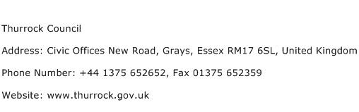 Thurrock Council Address Contact Number