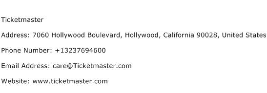 Ticketmaster Address Contact Number