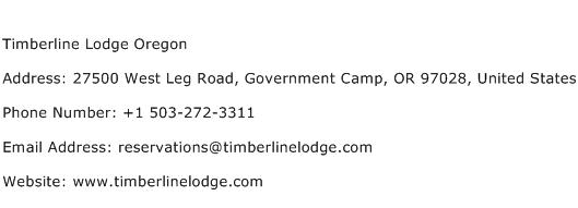 Timberline Lodge Oregon Address Contact Number