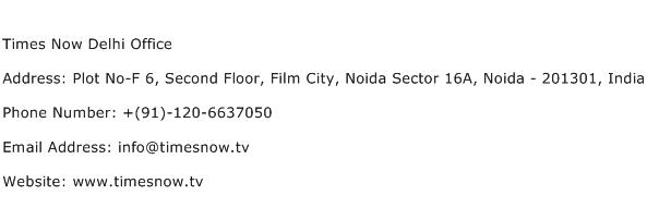 Times Now Delhi Office Address Contact Number