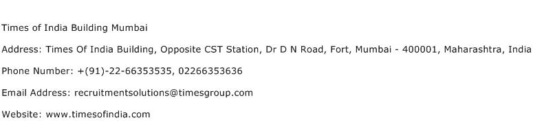 Times of India Building Mumbai Address Contact Number