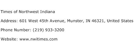 Times of Northwest Indiana Address Contact Number