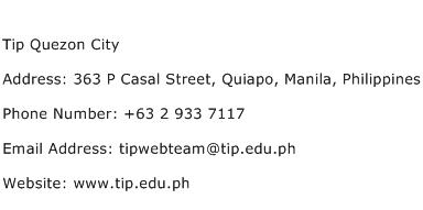 Tip Quezon City Address Contact Number