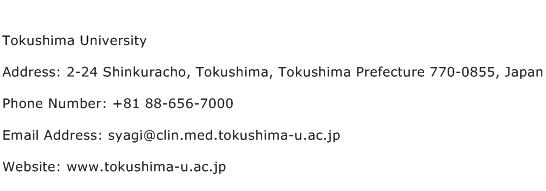 Tokushima University Address Contact Number