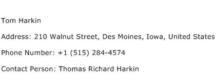 Tom Harkin Address Contact Number