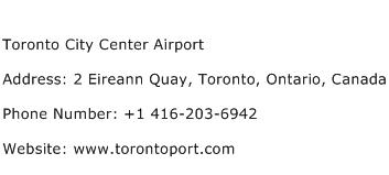 Toronto City Center Airport Address Contact Number