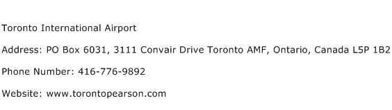 Toronto International Airport Address Contact Number