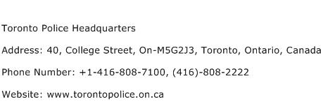 Toronto Police Headquarters Address Contact Number