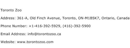 Toronto Zoo Address Contact Number