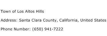 Town of Los Altos Hills Address Contact Number