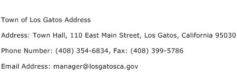 Town of Los Gatos Address Address Contact Number