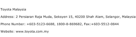 Toyota Malaysia Address Contact Number