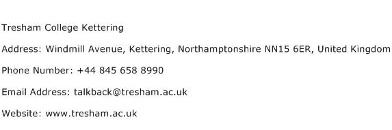 Tresham College Kettering Address Contact Number