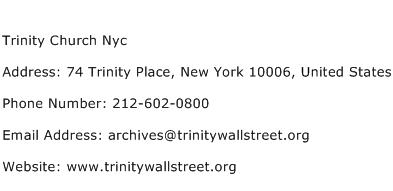 Trinity Church Nyc Address Contact Number