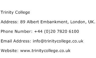 Trinity College Address Contact Number