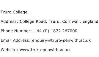 Truro College Address Contact Number