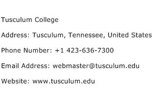 Tusculum College Address Contact Number