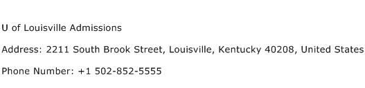 U of Louisville Admissions Address Contact Number