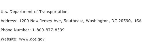 U.s. Department of Transportation Address Contact Number