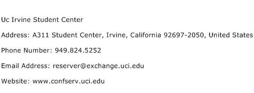 UC Irvine Student Center Address Contact Number