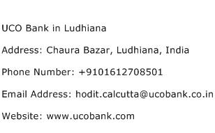 UCO Bank in Ludhiana Address Contact Number