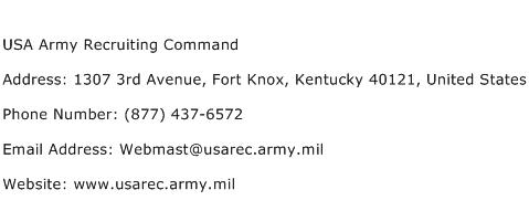 USA Army Recruiting Command Address Contact Number