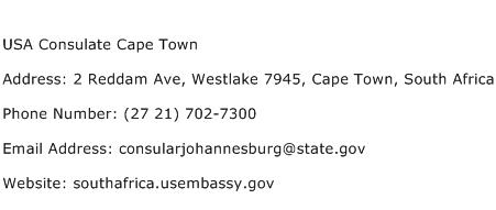 USA Consulate Cape Town Address Contact Number