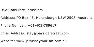 USA Consulate Jerusalem Address Contact Number