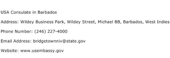 USA Consulate in Barbados Address Contact Number