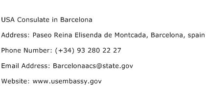 USA Consulate in Barcelona Address Contact Number