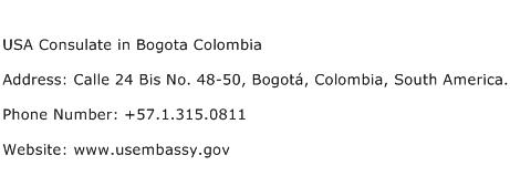 USA Consulate in Bogota Colombia Address Contact Number