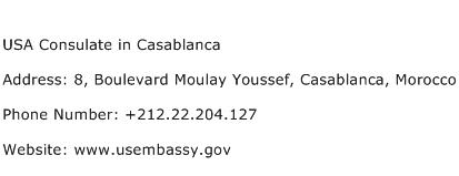 USA Consulate in Casablanca Address Contact Number
