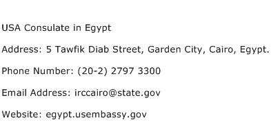 USA Consulate in Egypt Address Contact Number