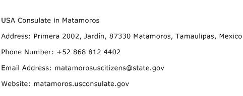 USA Consulate in Matamoros Address Contact Number