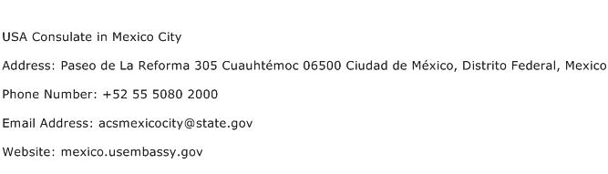 USA Consulate in Mexico City Address Contact Number