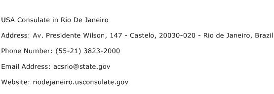 USA Consulate in Rio De Janeiro Address Contact Number