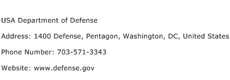USA Department of Defense Address Contact Number