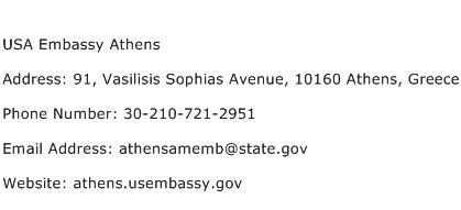 USA Embassy Athens Address Contact Number
