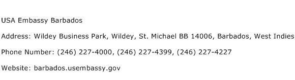 USA Embassy Barbados Address Contact Number
