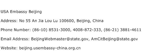 USA Embassy Beijing Address Contact Number