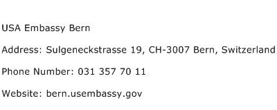 USA Embassy Bern Address Contact Number
