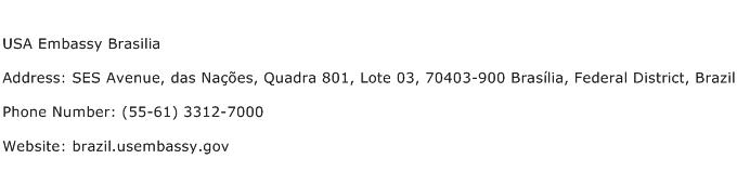 USA Embassy Brasilia Address Contact Number