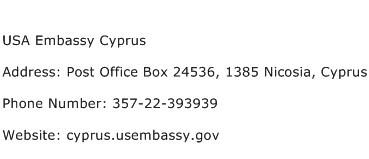 USA Embassy Cyprus Address Contact Number