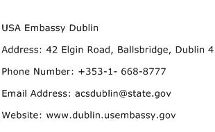 USA Embassy Dublin Address Contact Number