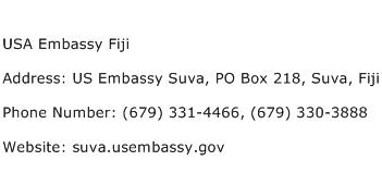 USA Embassy Fiji Address Contact Number