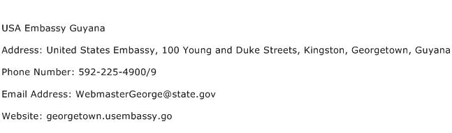 USA Embassy Guyana Address Contact Number