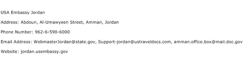 USA Embassy Jordan Address Contact Number