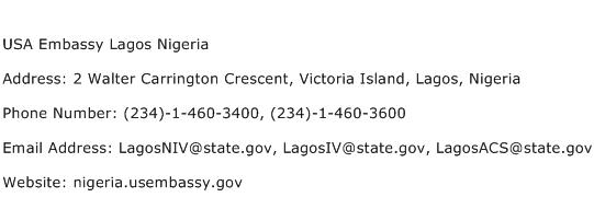 USA Embassy Lagos Nigeria Address Contact Number