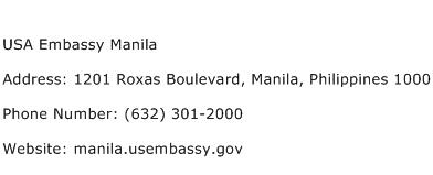 USA Embassy Manila Address Contact Number