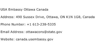 USA Embassy Ottawa Canada Address Contact Number